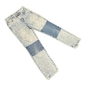 Aeropostale Straight Super High Rise Patch Demin Jeans Size 4 Light Wash 1990's